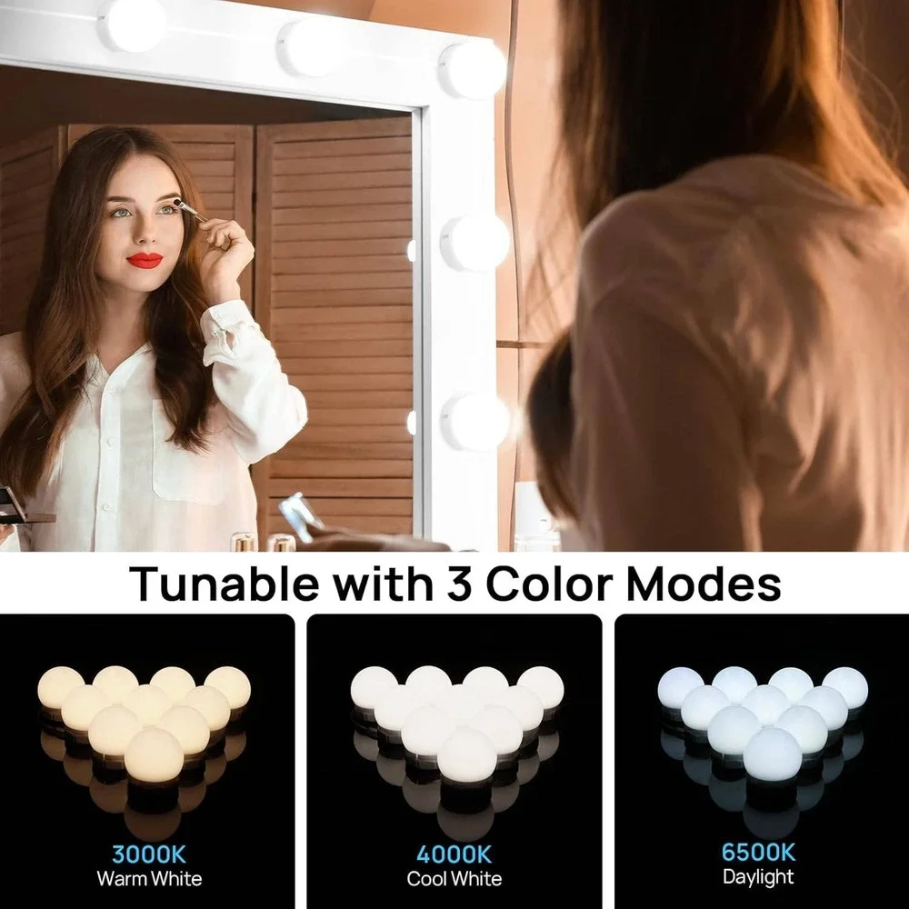 Consciot PC-10D-2835-W-F5 10 Dimmable Bulbs LED Vanity Lights For Mirror Adju‎